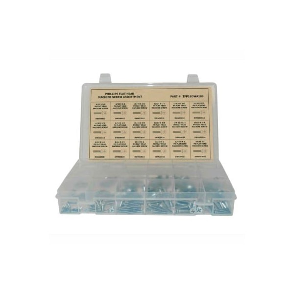 Titan Fasteners 400 Piece Machine Screw Assortment - #6 to 1/4in - Phillips Flat Head - Steel - Zinc TFP18DWAWN400 - main